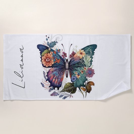 Serviette De Plage Papillon personnalisé (Devant)