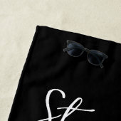 Serviette De Plage Papillon personnalisé Noir rose Pois blancs (En situation)