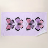 Serviette De Plage Papillon rose et violet (Devant)