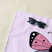 Serviette De Plage Papillon rose et violet (En situation)