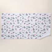 Serviette De Plage papillon rose violet motif d'été (Devant)
