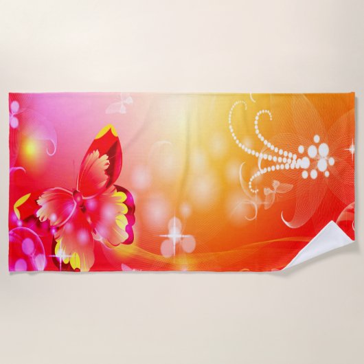 Serviette De Plage Papillon rouge (Devant)