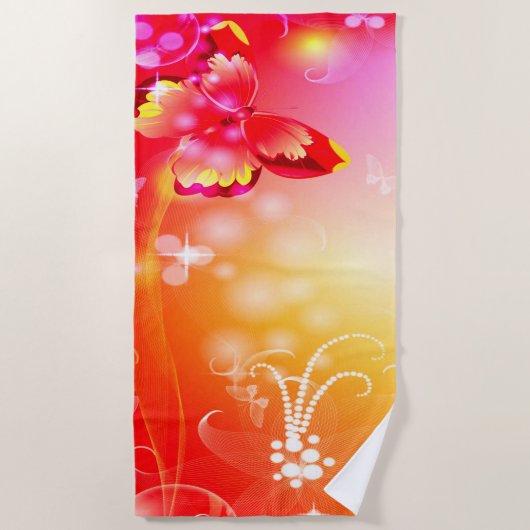 Serviette De Plage Papillon rouge (Devant)