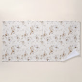 Serviette De Plage Papillons à crème chic (Devant)