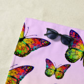 SERVIETTE DE PLAGE PAPILLONS ABSTRAITS COLORÉS (En situation)