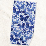 Serviette De Plage Papillons Aquarelle Bleu<br><div class="desc">Un tableau de papillon couleur bleu et blanc Indigo pour vraiment se démarquer sur le sable.</div>