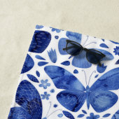 Serviette De Plage Papillons Aquarelle Bleu (En situation)