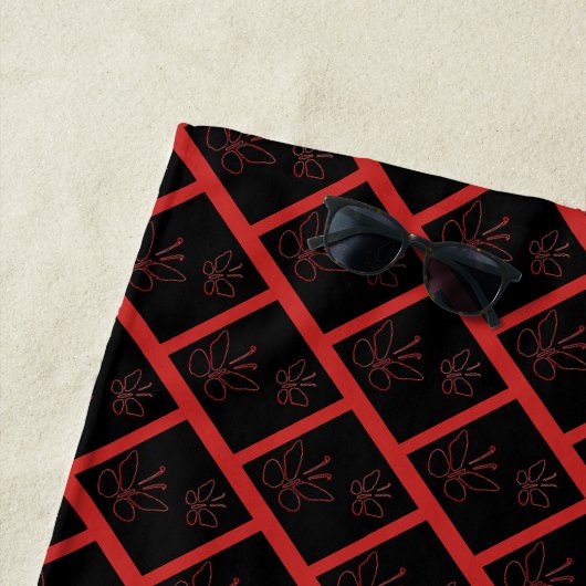 Serviette De Plage Papillons aux contours roses noir Thunder_Cove (En situation)