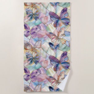 Serviette De Plage Papillons bleu pourpre