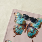 Serviette De Plage Papillons bleu turquoise crème (En situation)