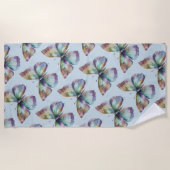 Serviette De Plage Papillons bleu violet Aqua (Devant)