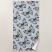 Serviette De Plage Papillons bleu violet Aqua (Devant)