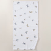 Serviette De Plage Papillons bleus et crème Charmante Faune de jardin (Devant)