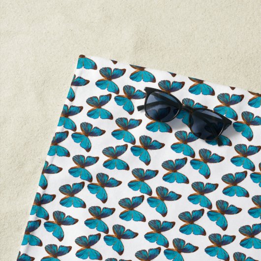 Serviette De Plage Papillons bleus turquoise (En situation)