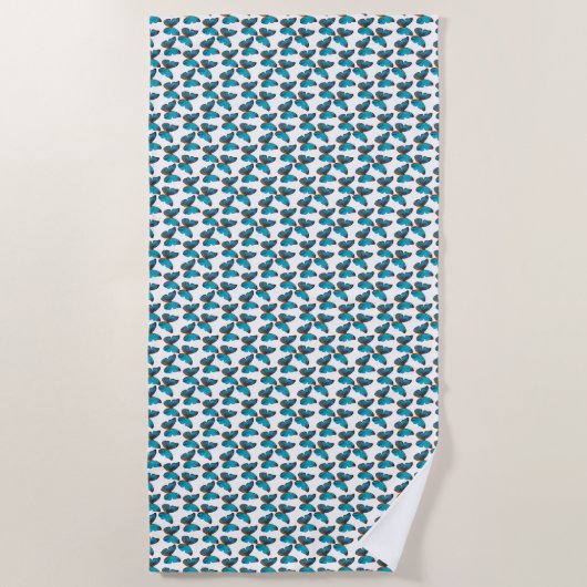 Serviette De Plage Papillons bleus turquoise (Devant)
