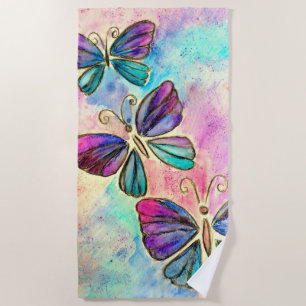 Serviette De Plage Papillons colorés mignons -