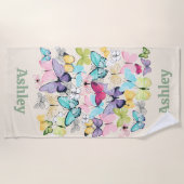 Serviette De Plage Papillons colorés personnalisés (Devant)