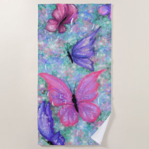 Serviette De Plage Papillons colorés volant - Joie -