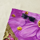 Serviette De Plage Papillons d'or Fleurs roses Nom personnalisé (En situation)