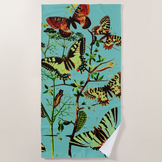 Serviette De Plage Papillons français (Devant)