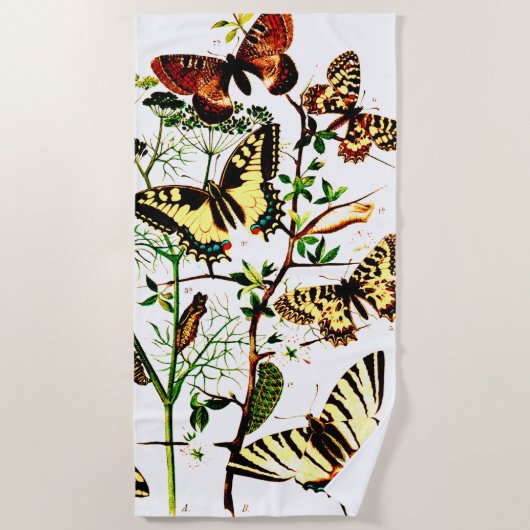 Serviette De Plage Papillons français (Devant)