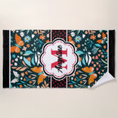 Serviette De Plage Papillons Motif Nom personnalisé Monogramme (Devant)