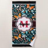 Serviette De Plage Papillons Motif Nom personnalisé Monogramme (Devant)