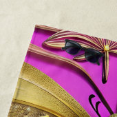 Serviette De Plage Papillons Or Hot rose Nom personnalisé (En situation)