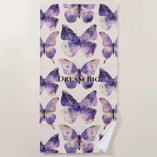 Serviette De Plage Papillons Purple Gold (Devant)
