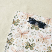 Serviette De Plage Papillons Rose Pâle Vert Menthe (En situation)