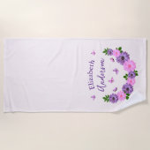 Serviette De Plage Papillons Roses et Violets (Devant)