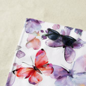 Serviette De Plage Papillons Rouge Violet (En situation)