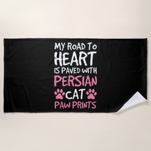 Serviette De Plage Paquets Perse Pat Paw Prints Coeur (Devant)