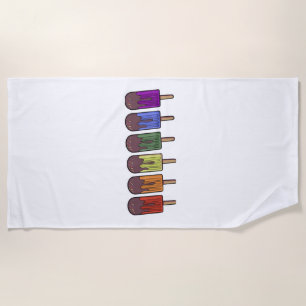 Serviette De Plage Parade de sucettes glacées arc-en-ciel
