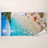 Serviette de plage Paradis Coquillages & Étoiles d (Devant)