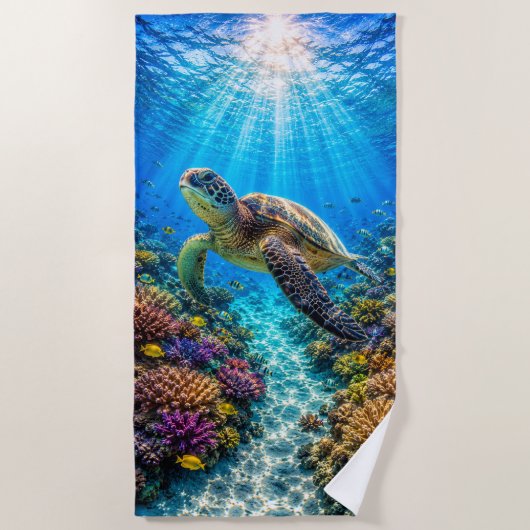 Serviette de plage Paradis de la Tortue de Mer (Devant)