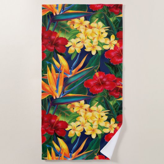 Serviette De Plage Paradis tropical Floral hawaïen (Devant)