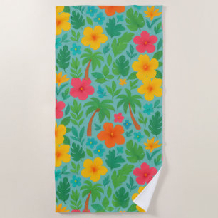 Serviette De Plage Paradis tropical - Palm Feuilles & Hibiscus Motif