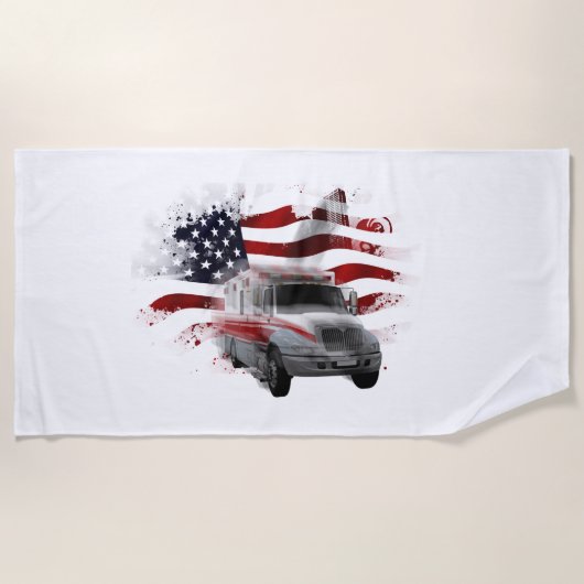 Serviette De Plage Paramètre EMT Ambulance Drapeau US (Devant)