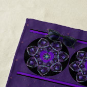 Serviette De Plage Parapluie violet & coeurs .7 (En situation)