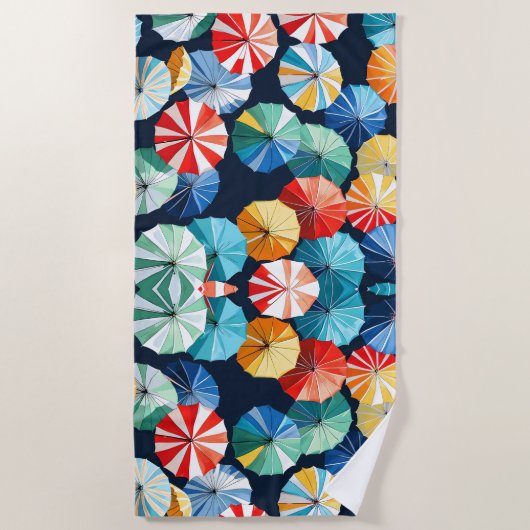 Serviette De Plage Parapluies colorés (Devant)