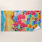 Serviette De Plage Parapluies dans le sable (Devant)