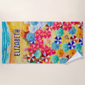 Serviette De Plage Parapluies dans le sable (Devant)