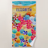 Serviette De Plage Parapluies dans le sable (Devant)