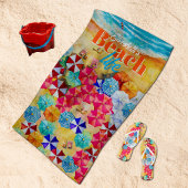 Serviette De Plage Parasols dans la vie de plage de sable
