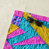 Serviette De Plage Parcelle de Faux Patchwork Inspirée Boho Trompe L' (En situation)