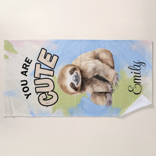 SERVIETTE DE PLAGE PARFAITE PERSONNALISÉE Vert & B (Devant)