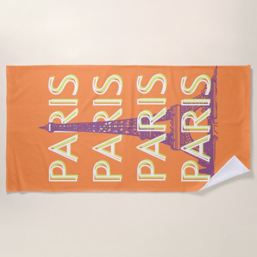Serviette De Plage Paris, Travel Art, Retro Travel Art (Devant)