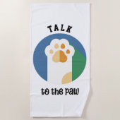 Serviette De Plage Parlez à Paw mignon chat (texte noir) (Devant)