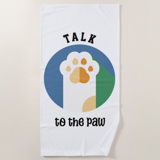 Serviette De Plage Parlez à Paw mignon chat (texte noir) (Devant)